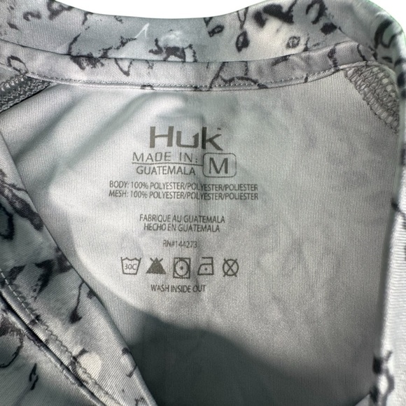 Huk Performance Fishing Shirt Men’s M Long Sleeve Gray Camo UPF Sun Protection - Picture 4 of 9